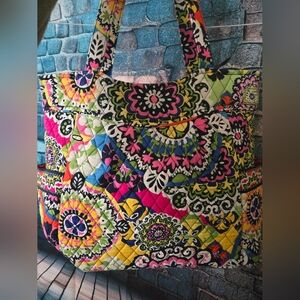 Bright  Vera Bradley Colorful Quilted Tote Bag Yellow